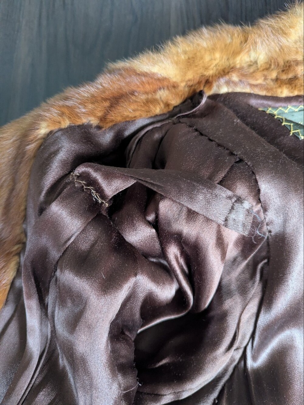 VTG 50s/60s French Room Belk's Charlotte Fur Overcoat Brown WInter Glam Large - Picture 10 of 10